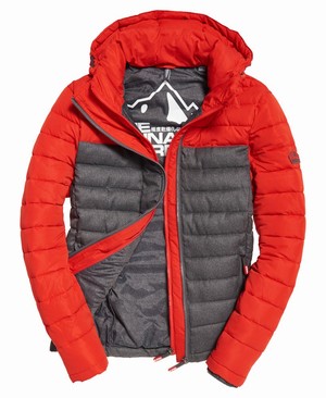 Superdry Fuji Colour Block Hooded Férfi Kabát Narancssárga/Szürke | KBRSQ1096